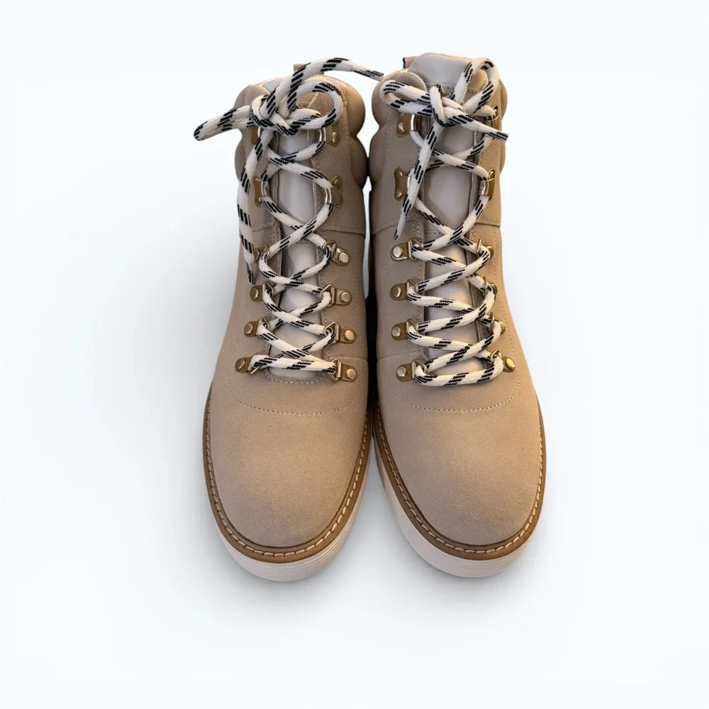 Cole Haan‎ Waterproof Hiker Boots Women's 11M Ivory ZEROGRAND Wedge Boho NWT